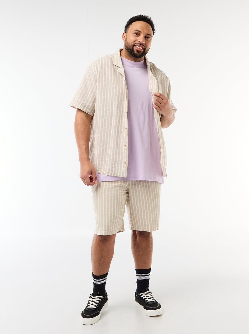 Camisa de linho misturado Bege - Kiabi