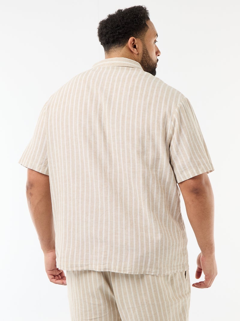 Camisa de linho misturado Bege - Kiabi