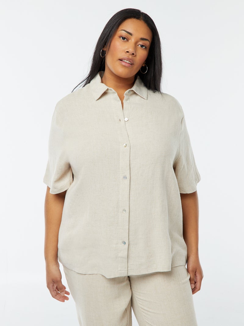 Camisa de linho misturado Branco - Kiabi