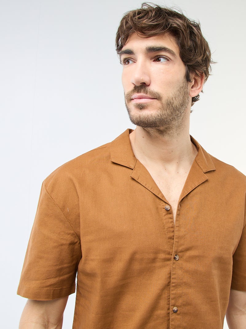 Camisa de linho misturado Castanho - Kiabi