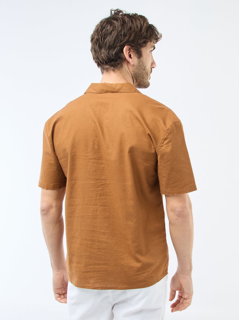 Camisa de linho misturado Castanho - Kiabi