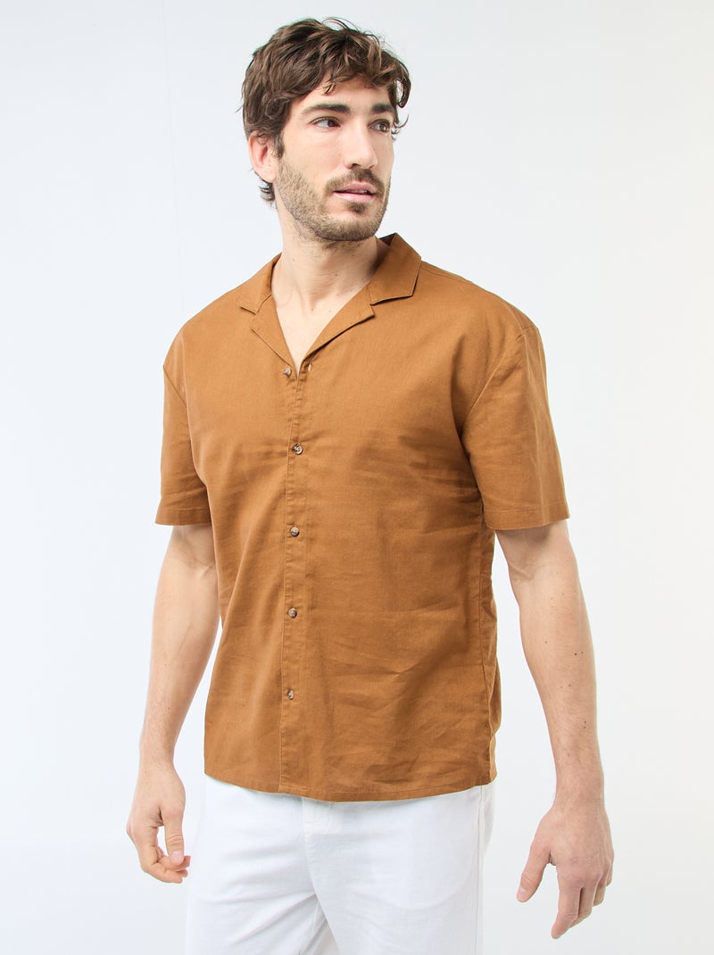 Camisa de linho misturado Castanho - Kiabi