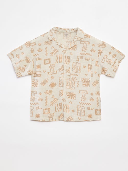 Camisa de linho misturado com estampado - Kiabi