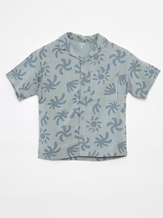 Camisa de linho misturado com estampado