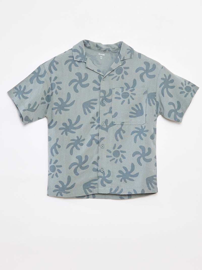 Camisa de linho misturado com estampado Verde - Kiabi