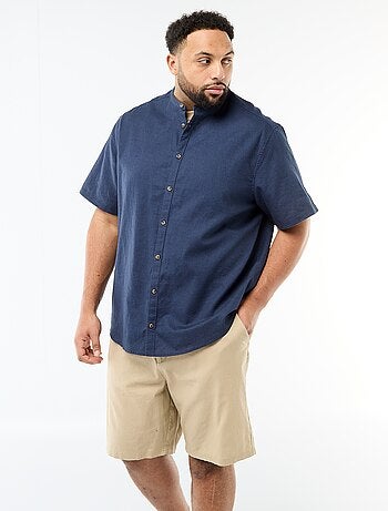 Camisa de linho misturado com mangas curtas