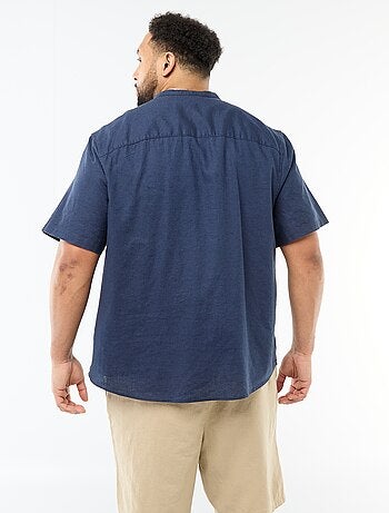 Camisa de linho misturado com mangas curtas