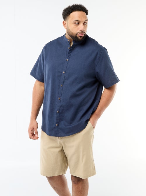 Camisa de linho misturado com mangas curtas - Kiabi