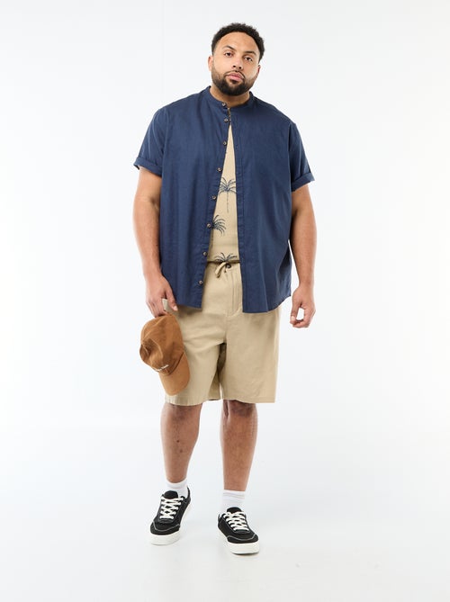 Camisa de linho misturado com mangas curtas - Kiabi