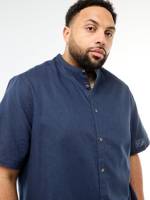 Camisa de linho misturado com mangas curtas - Kiabi