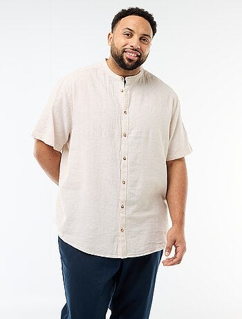 Camisa de linho misturado com mangas curtas