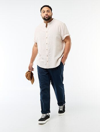 Camisa de linho misturado com mangas curtas