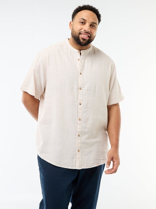 Camisa de linho misturado com mangas curtas - Kiabi