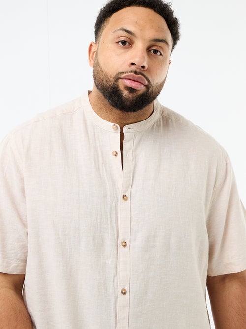 Camisa de linho misturado com mangas curtas - Kiabi