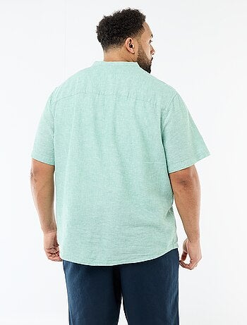 Camisa de linho misturado com mangas curtas