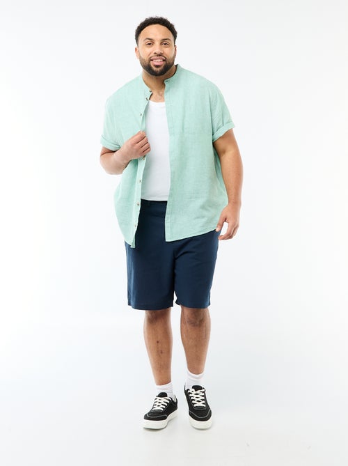 Camisa de linho misturado com mangas curtas - Kiabi