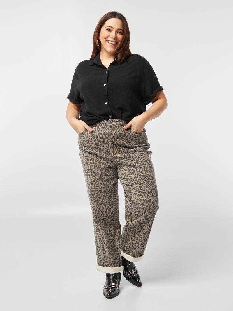 Camisa de linho misturado Preto - Kiabi