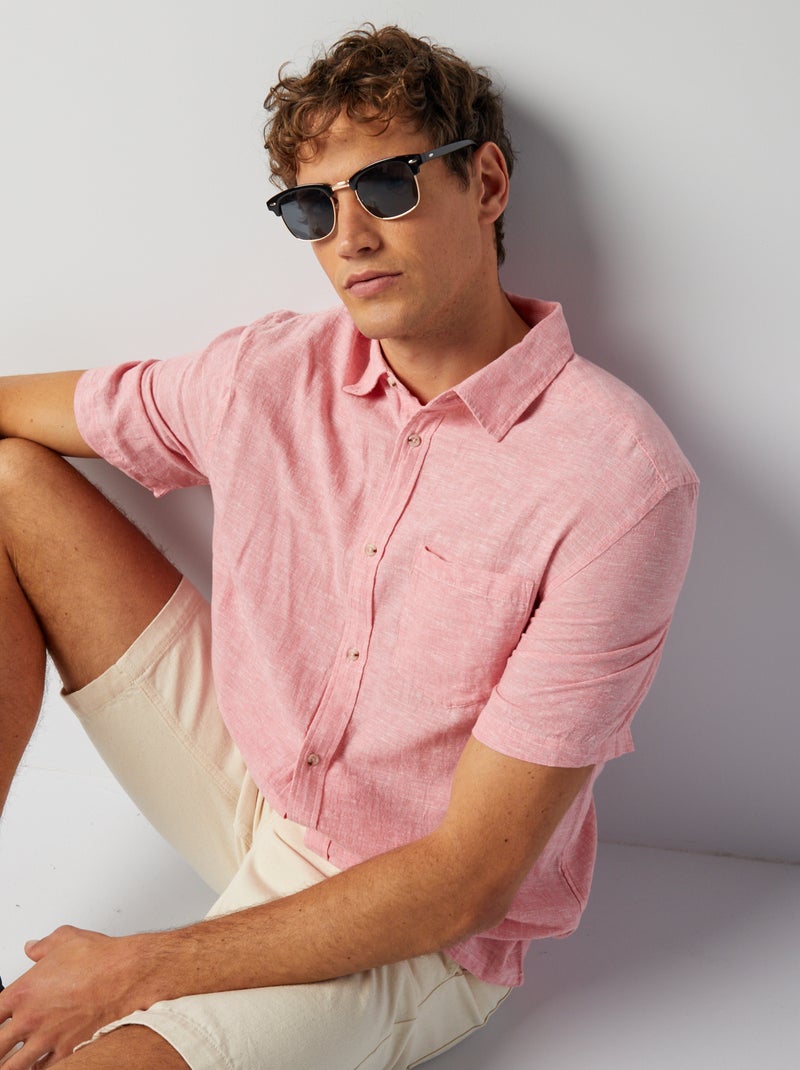 Camisa de linho misturado Rosa - Kiabi