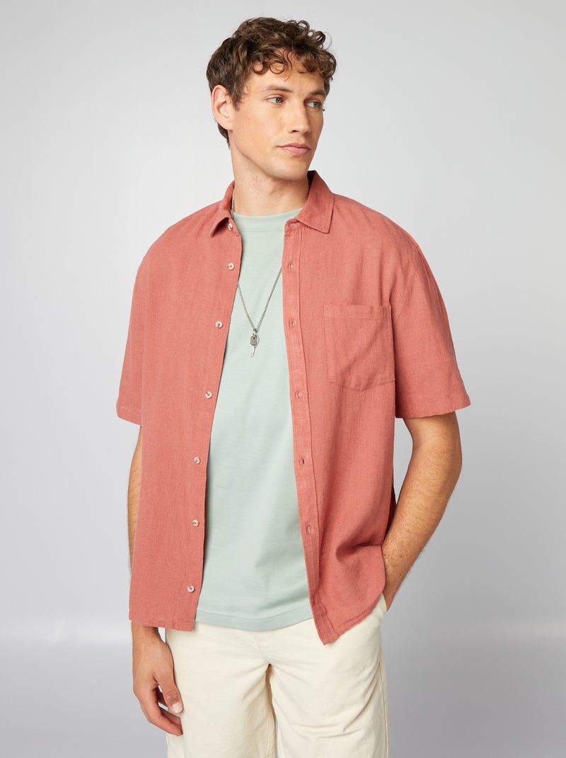 Camisa de linho misturado ROSA - Kiabi
