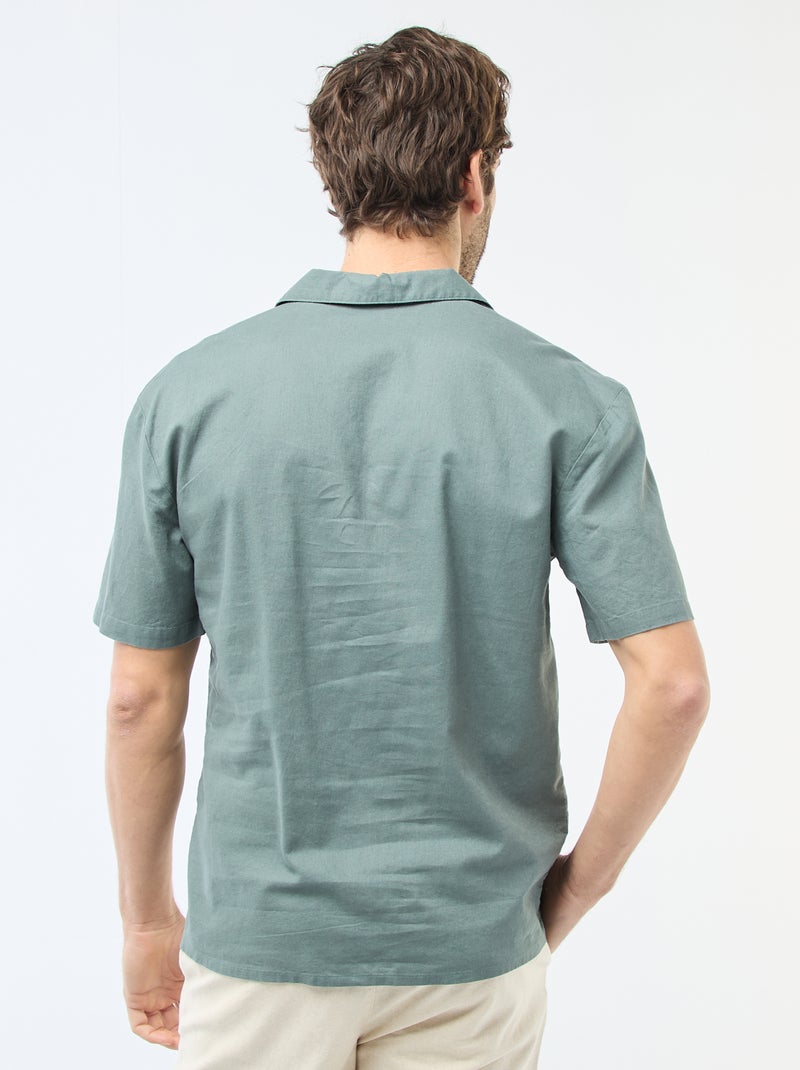 Camisa de linho misturado Verde - Kiabi