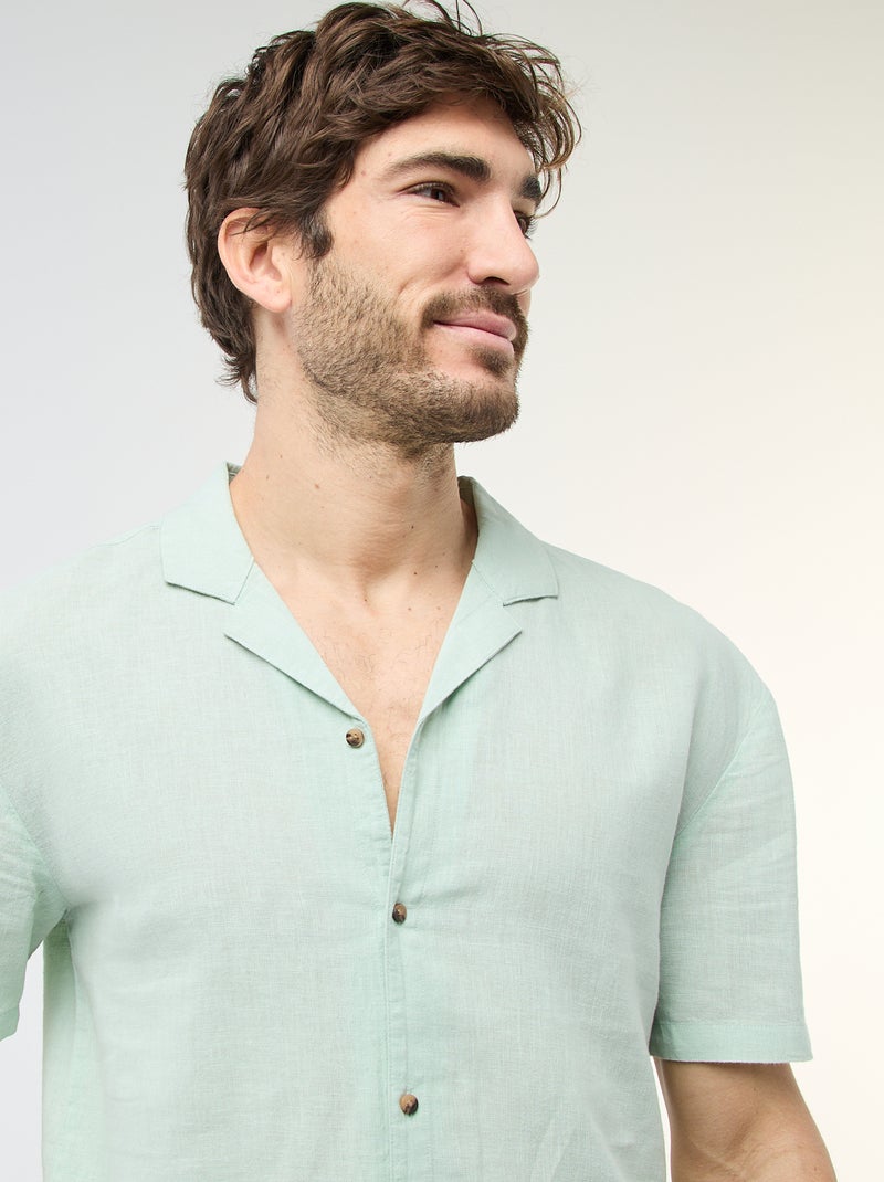 Camisa de linho misturado Verde - Kiabi