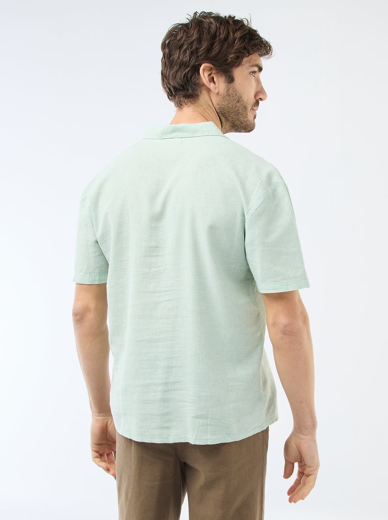 Camisa de linho misturado Verde - Kiabi