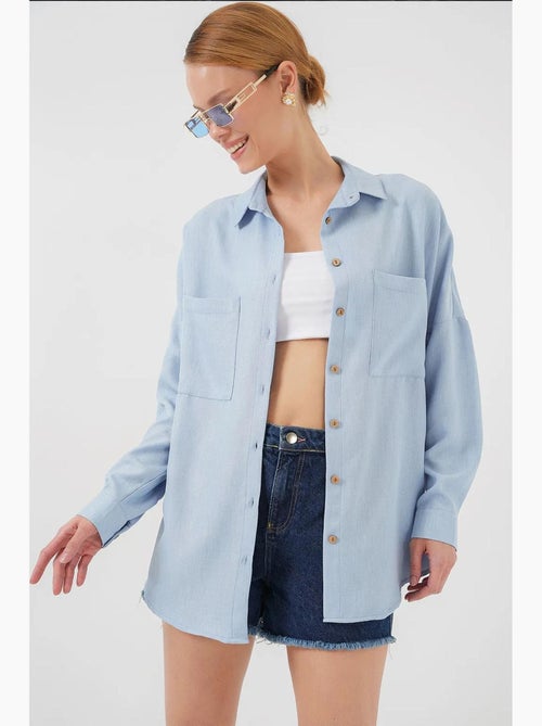 Camisa de linho oversize bdart - Kiabi Camisa de linho oversize bdart - Kiabi