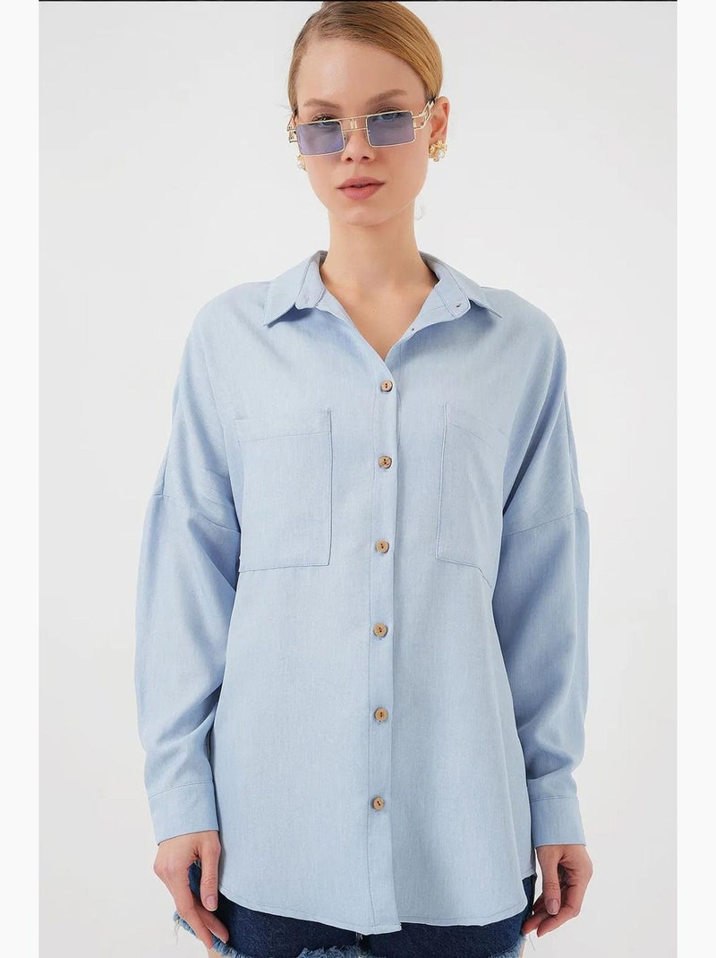 Camisa de linho oversize bdart Azul claro - Kiabi