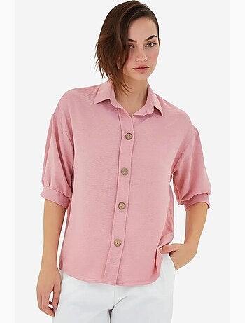 Camisa de linho oversize de manga curta bdart