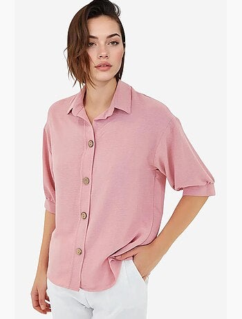 Camisa de linho oversize de manga curta bdart