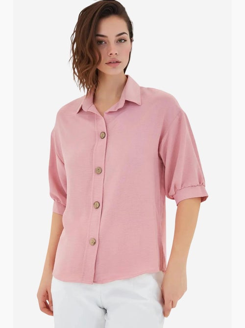 Camisa de linho oversize de manga curta bdart - Kiabi Camisa de linho oversize de manga curta bdart - Kiabi