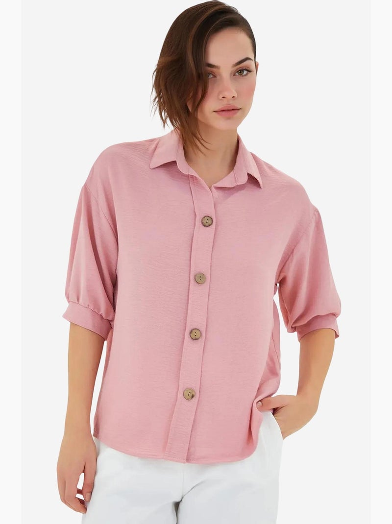 Camisa de linho oversize de manga curta bdart Rosa-claro - Kiabi