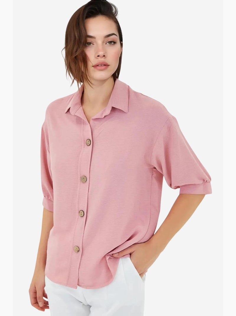 Camisa de linho oversize de manga curta bdart Rosa-claro - Kiabi