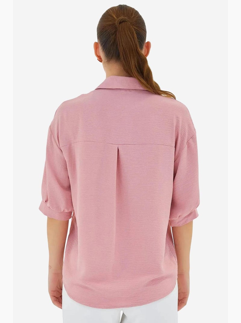 Camisa de linho oversize de manga curta bdart Rosa-claro - Kiabi