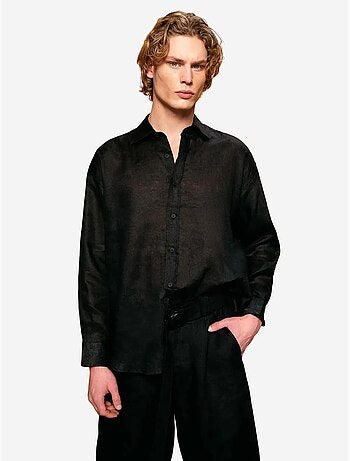 Camisa de linho regular fit com fecho de botões giesto
