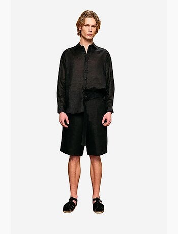 Camisa de linho regular fit com fecho de botões giesto