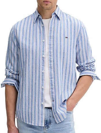 Camisa de Linho Bege/Branco Tommy Hilfiger TJM Regular Fit para Homem
