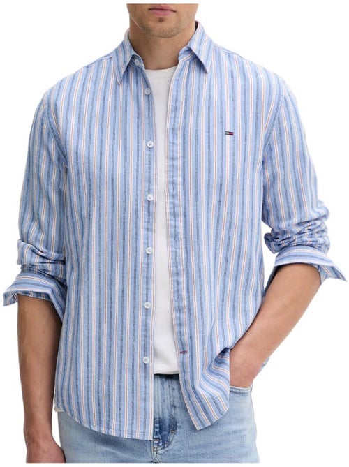 Camisa de Linho Regular Fit Tommy Hilfiger para Homem Azul/Branco - Kiabi Camisa de Linho Regular Fit Tommy Hilfiger para Homem Azul/Branco - Kiabi