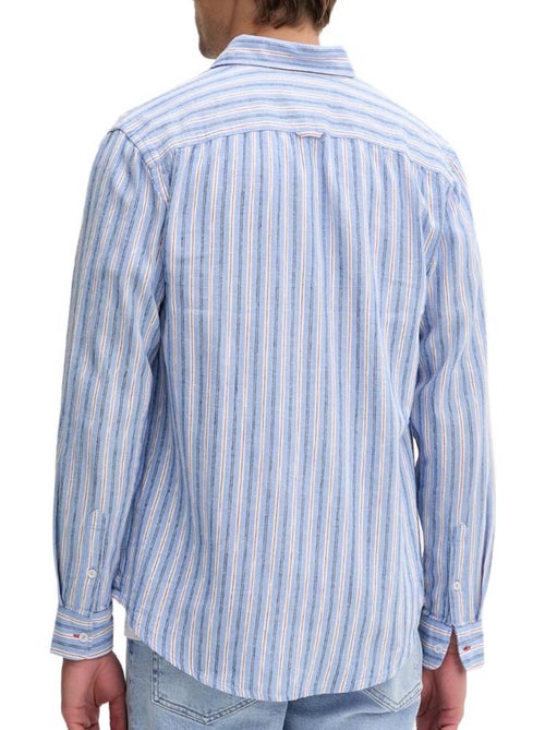 Camisa de Linho Regular Fit Tommy Hilfiger para Homem Azul/Branco - Kiabi Camisa de Linho Regular Fit Tommy Hilfiger para Homem Azul/Branco - Kiabi