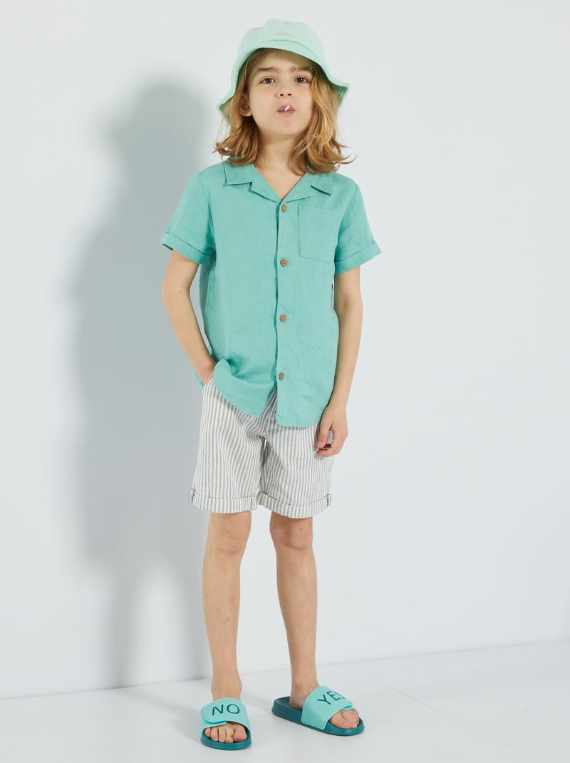 Camisa de linho regular fit VERDE - Kiabi