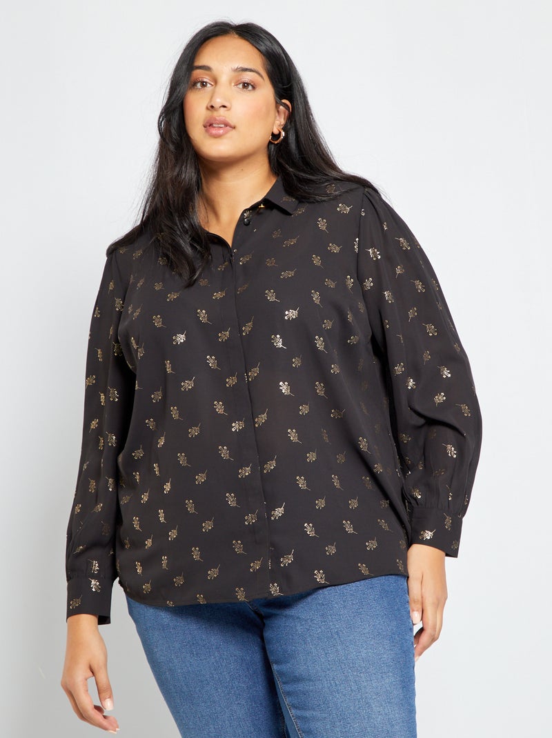 Camisa de malha crepe PRETO - Kiabi
