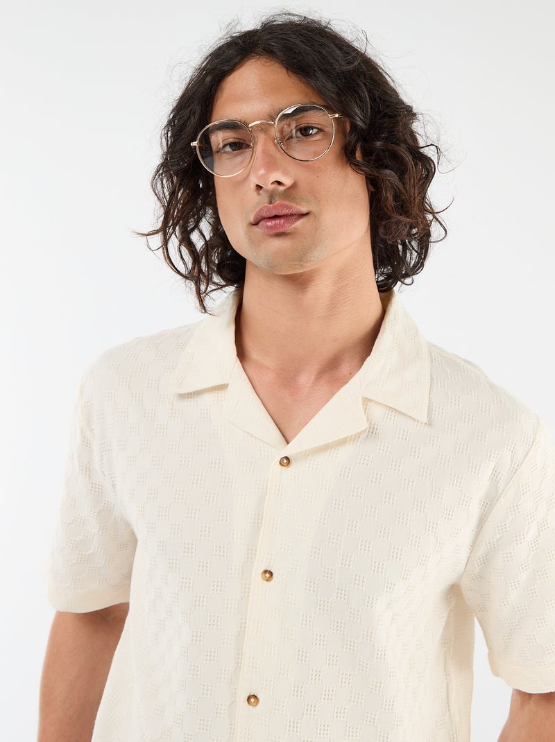 Camisa de malha fantasia de manga curta Branco - Kiabi