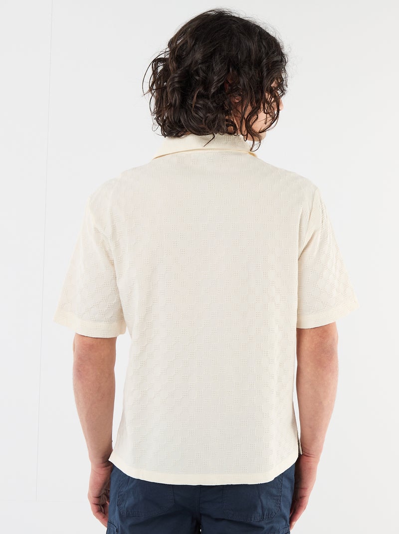 Camisa de malha fantasia de manga curta Branco - Kiabi