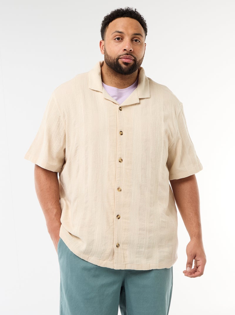 Camisa de malha fantasia de manga curta Branco - Kiabi