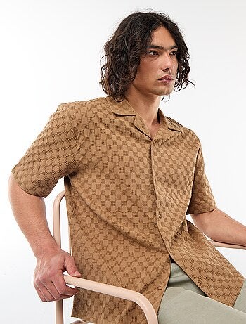 Camisa de malha fantasia de manga curta