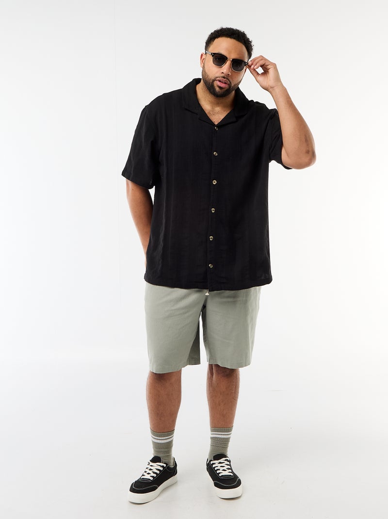 Camisa de malha fantasia de manga curta Preto - Kiabi