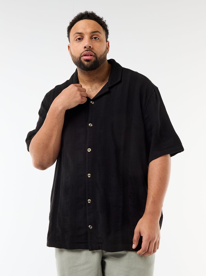 Camisa de malha fantasia de manga curta Preto - Kiabi