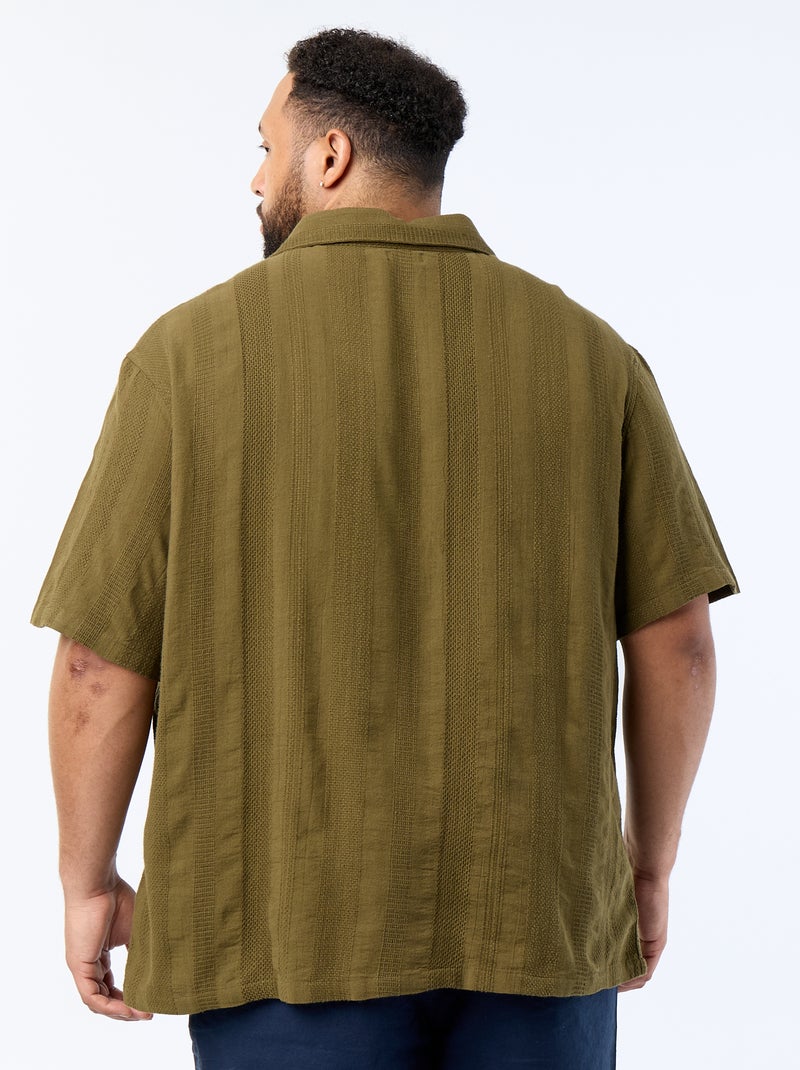 Camisa de malha fantasia de manga curta Verde - Kiabi