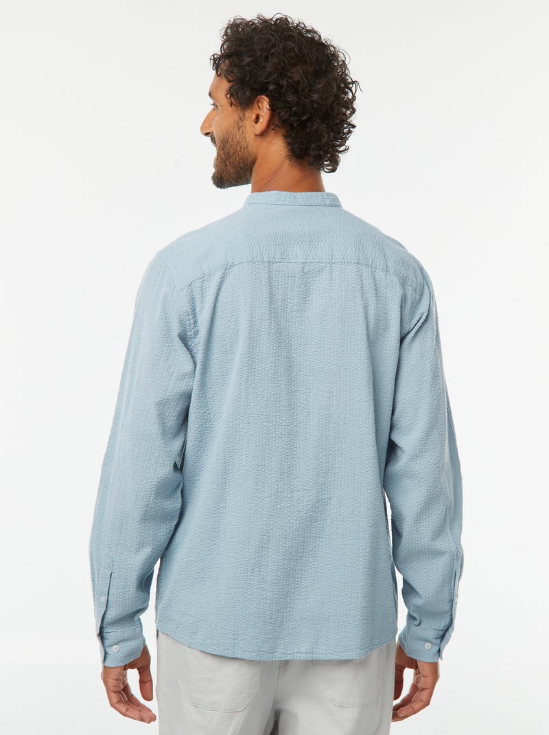 Camisa de malha gofrada Azul - Kiabi