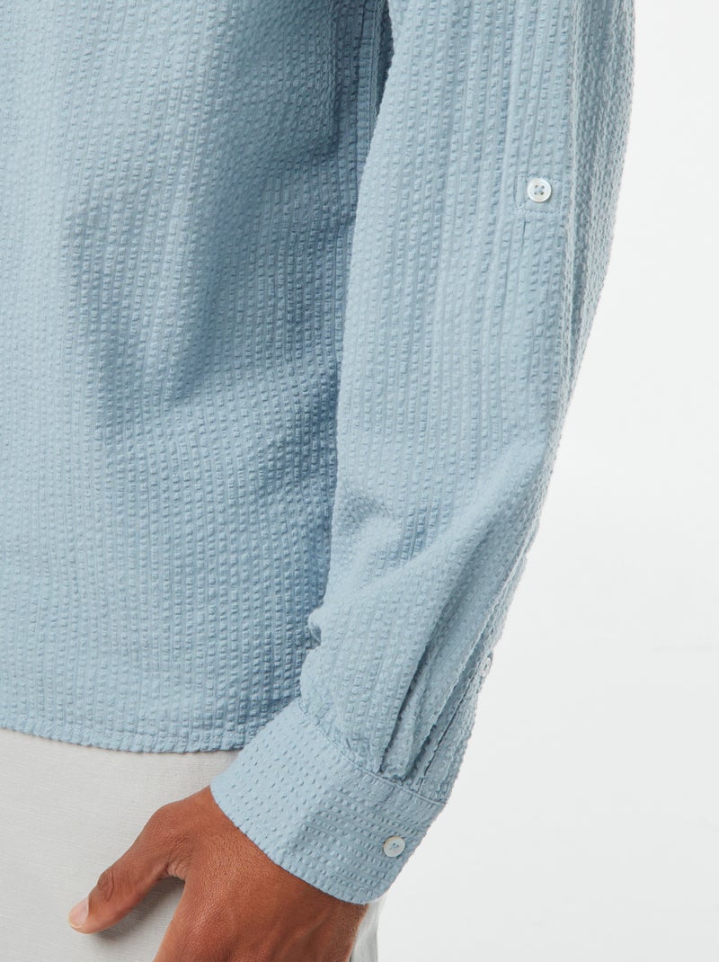 Camisa de malha gofrada Azul - Kiabi